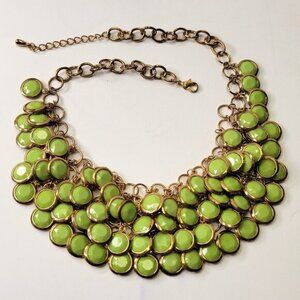 Green Choker Gold Tone Resin Pendant Fashion Bib Statement Necklace